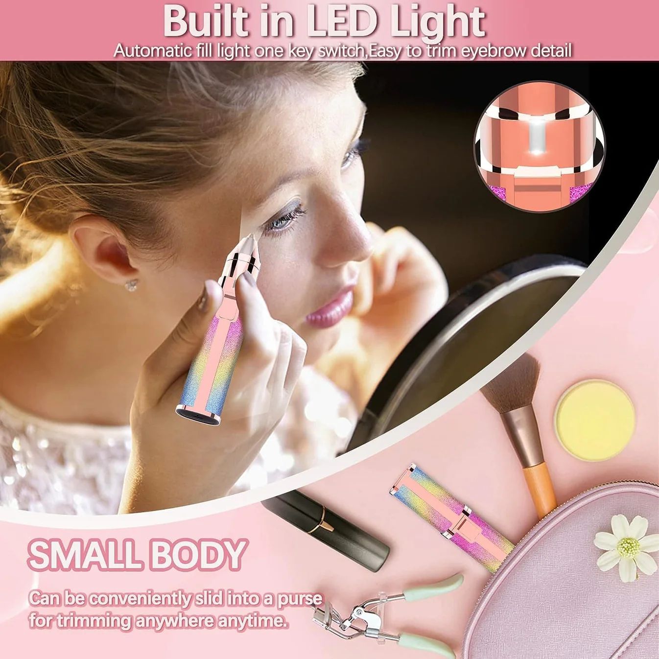 2 in 1 Electric Eyebrow Trimmer and Shaver, Rechargeable Flawless Hair Remover 2 in 1 Hair Remover Trimmer For Women, Electric Flawless Facial Machine Razor, Painless Eyebrow Removal ( With Box )